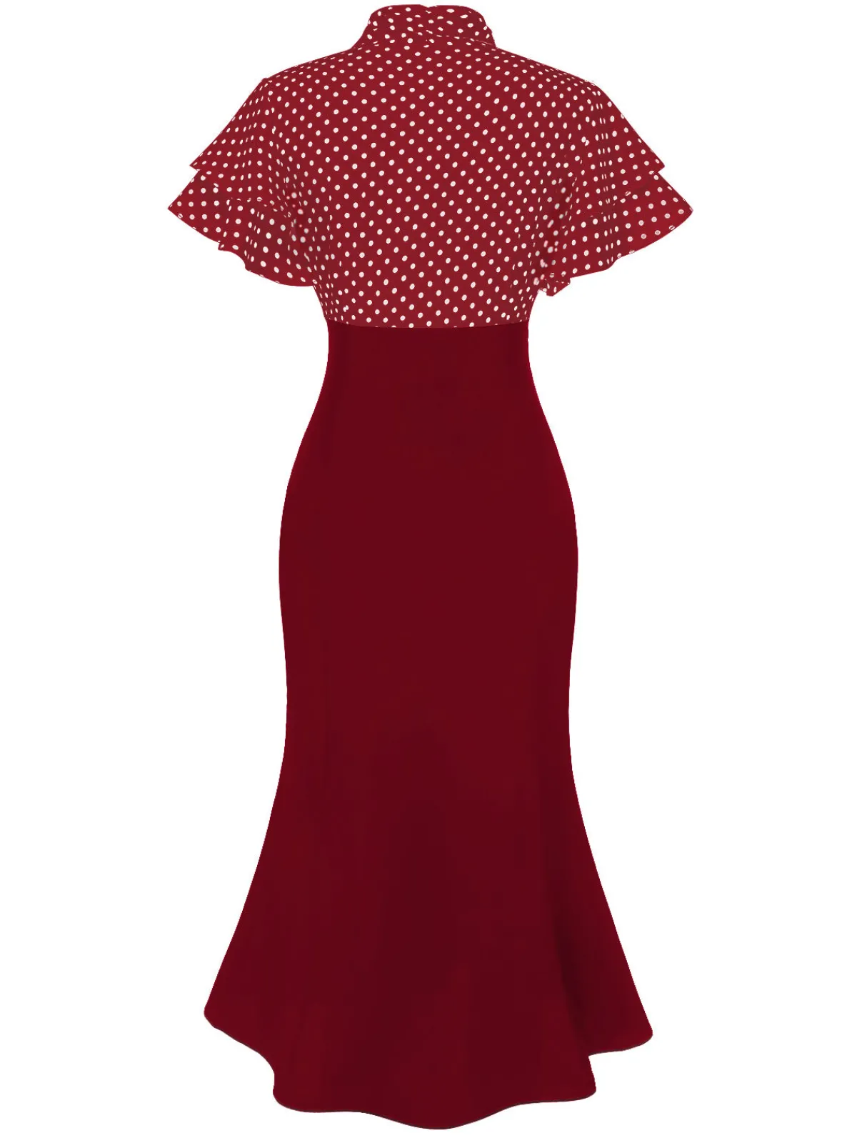 Outlet Retro Stage Black 1930s Dots Tie Neck Mermaid Dress