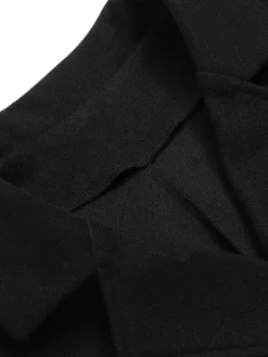 Discount Retro Stage 1940s Double-Breasted Belted Solid Coat Black