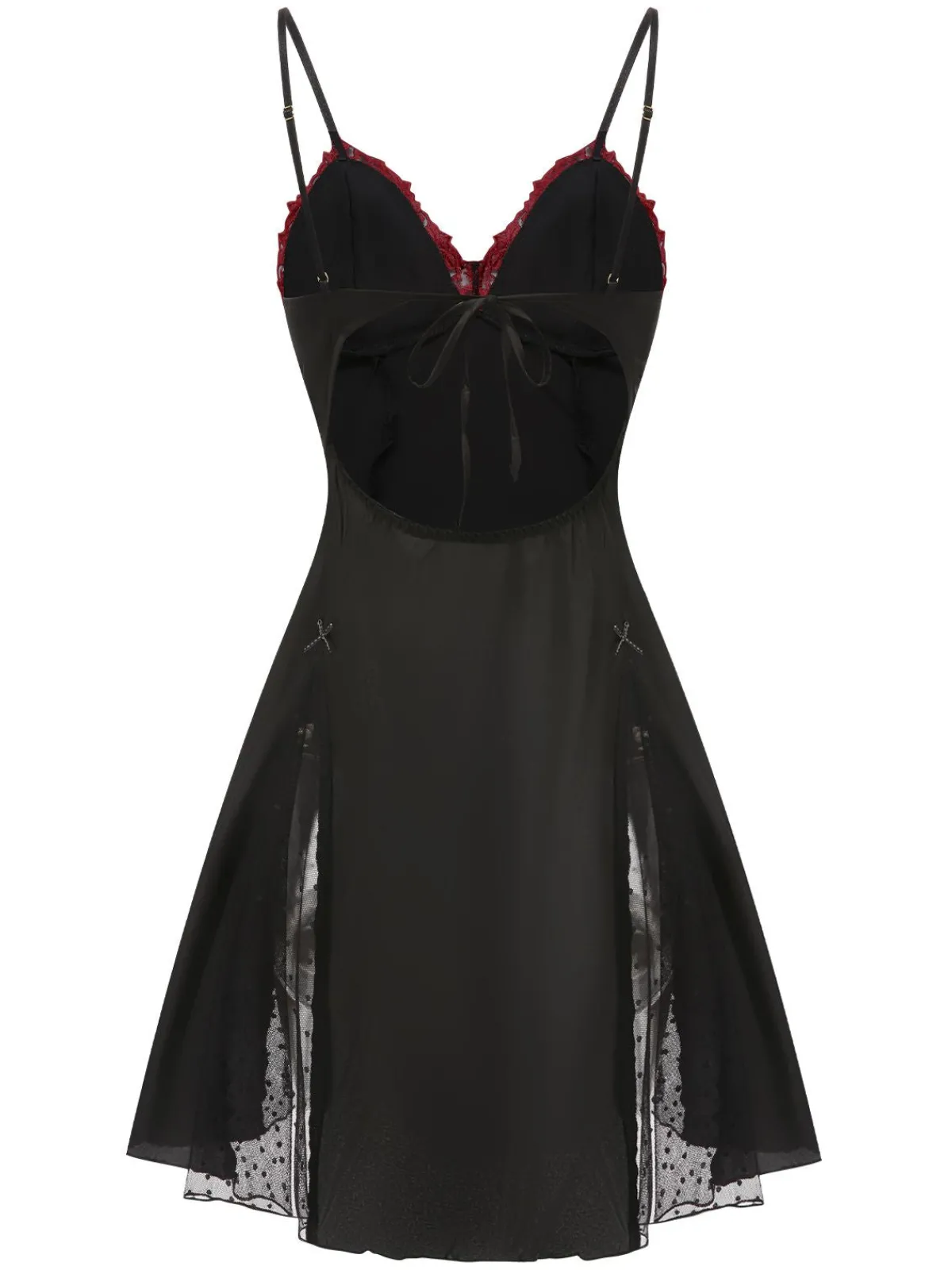 Best Retro Stage 1940s Embroidered Satin Lace Nightdress Black