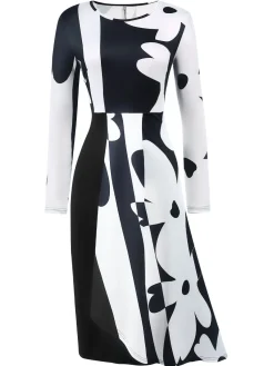 New Retro Stage 1940s Extra Skirt Floral Stripe Dress Black