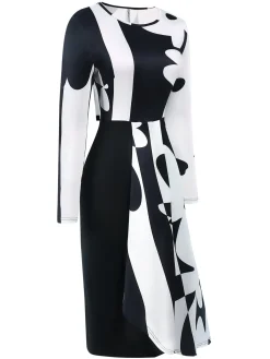 New Retro Stage 1940s Extra Skirt Floral Stripe Dress Black