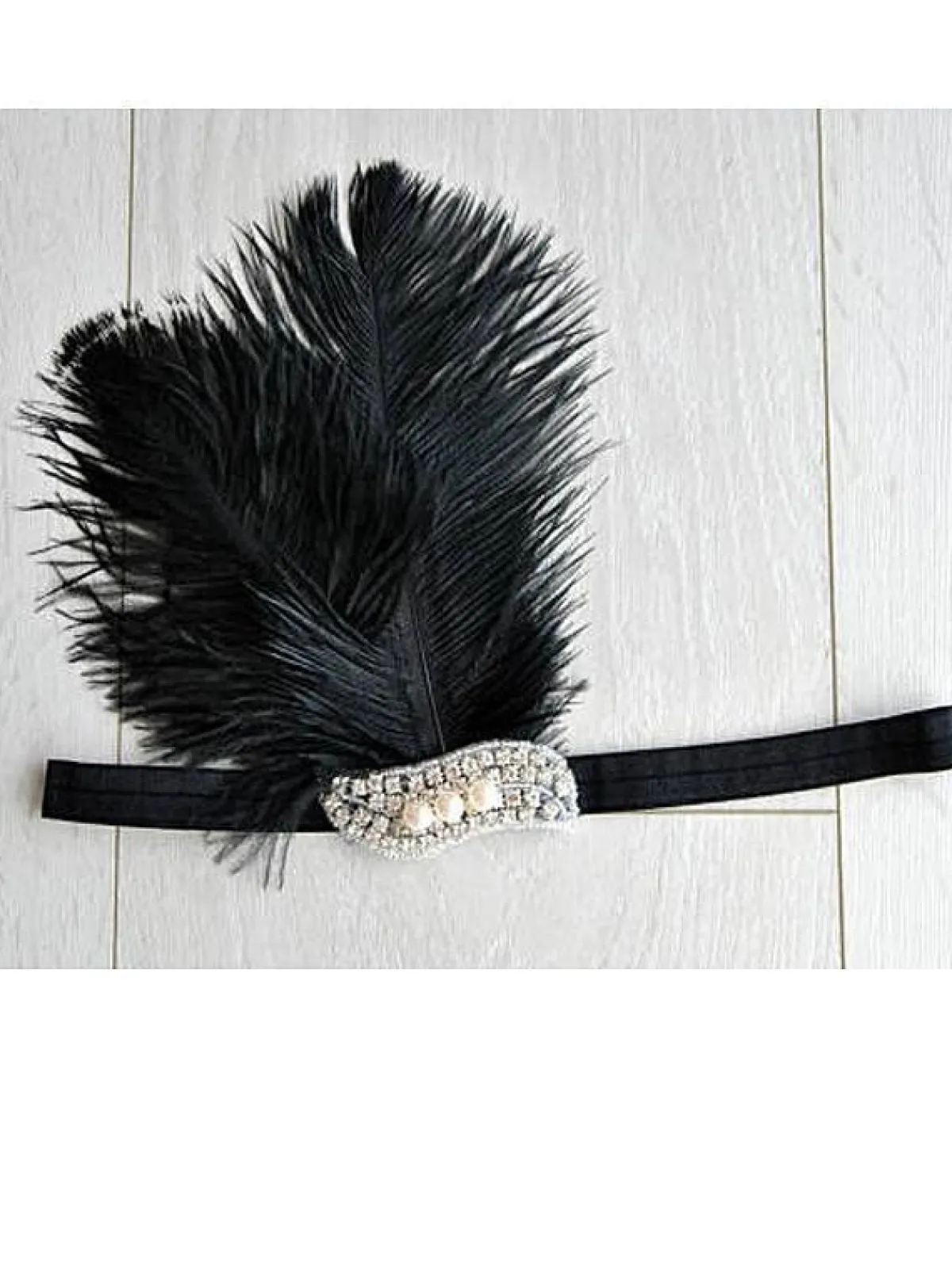 Online Retro Stage Black 1920s Feather Flapper Headband