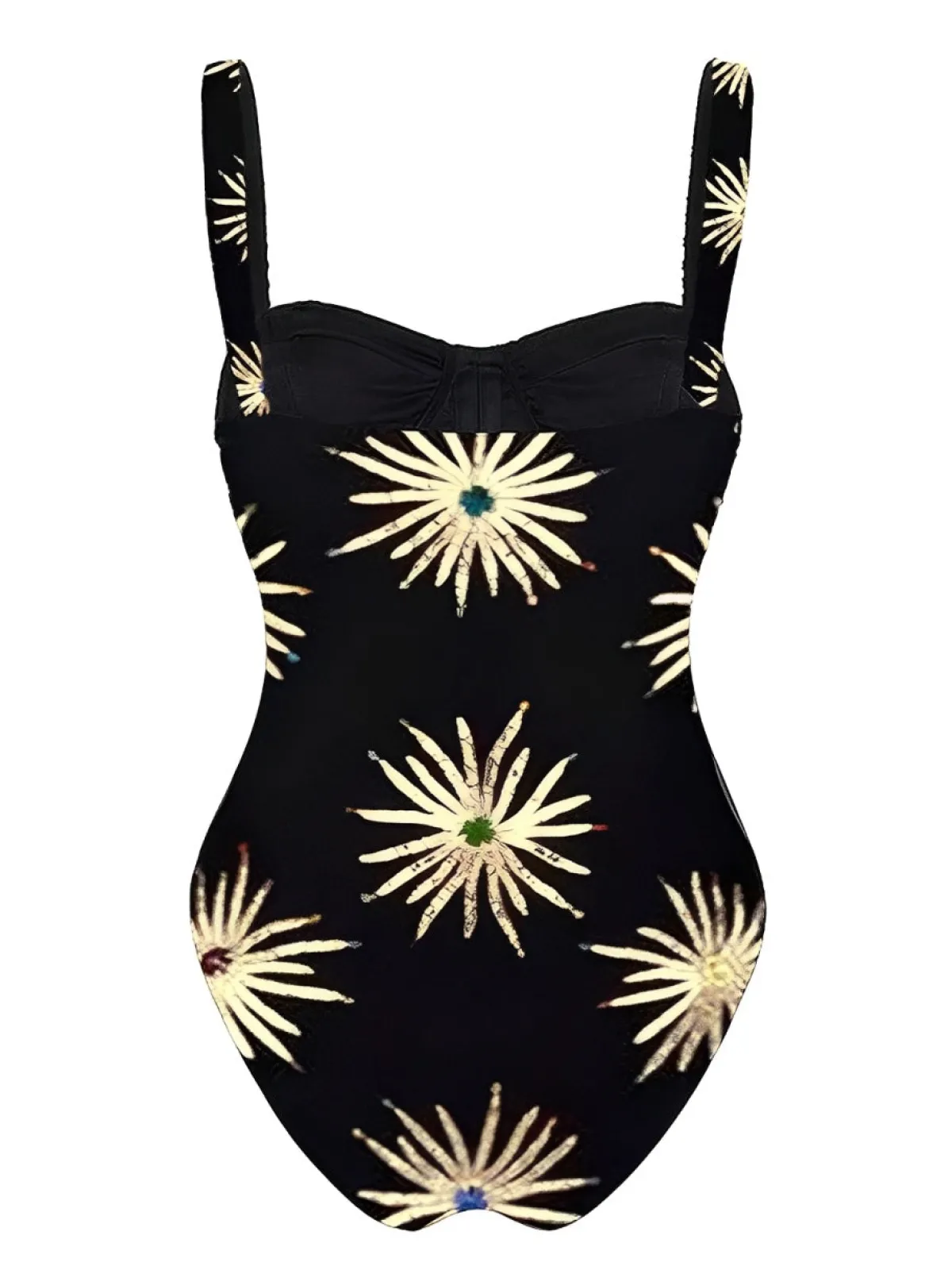 Fashion Retro Stage 1960s Firework Gilded One-Piece Swimsuit & Cover-Up Black