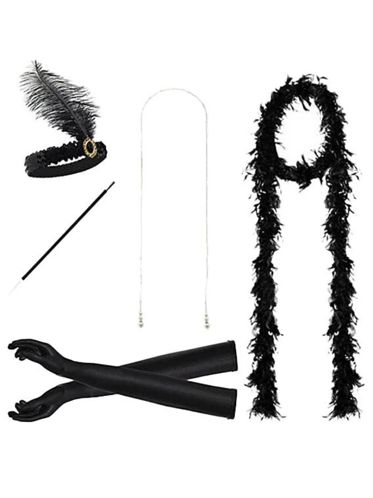 Online Retro Stage Black 1920s Flapper Costume Set