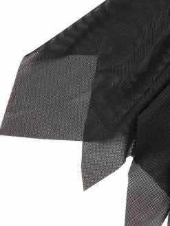 Outlet Retro Stage 1950s Flare Sleeved Lace-Up Sheer Cape Black