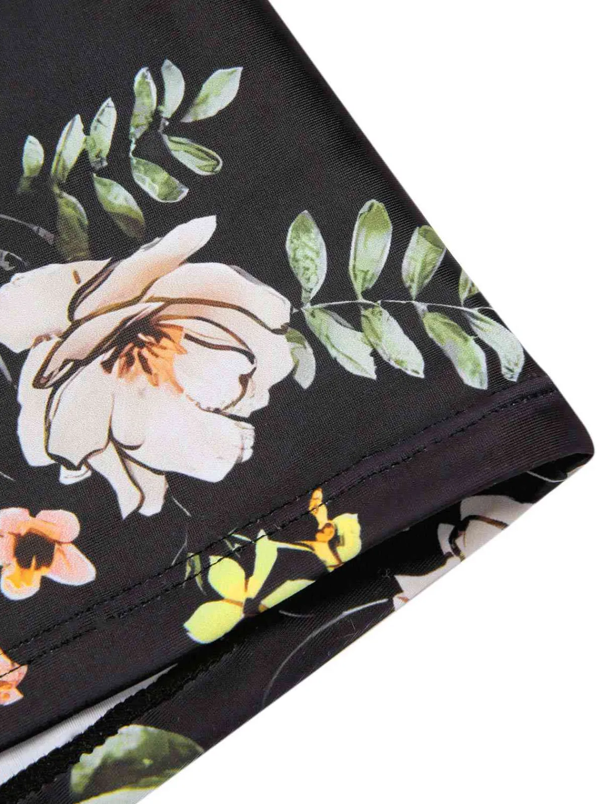 Hot Retro Stage Black 1940s Floral Boxer Straps Swimsuit