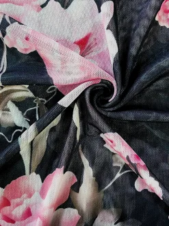 Discount Retro Stage 1930s Floral Ruffled V-Neck Pajama Set Black