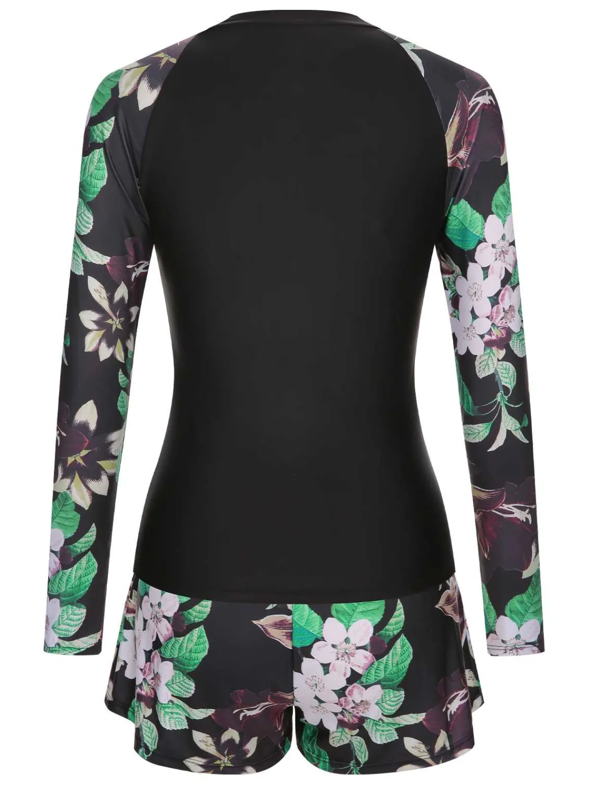 Online Retro Stage 1960s Floral Swimsuit Set Black