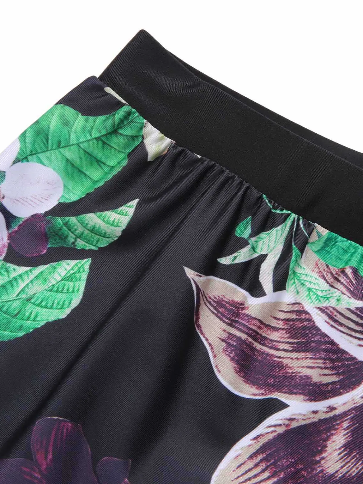 Online Retro Stage 1960s Floral Swimsuit Set Black
