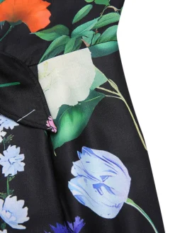 Clearance Retro Stage 1930s Floral V-Neck Halter Jumpsuit Black