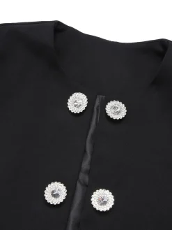 New Retro Stage 1950s Fragrant Short Button Jacket Black