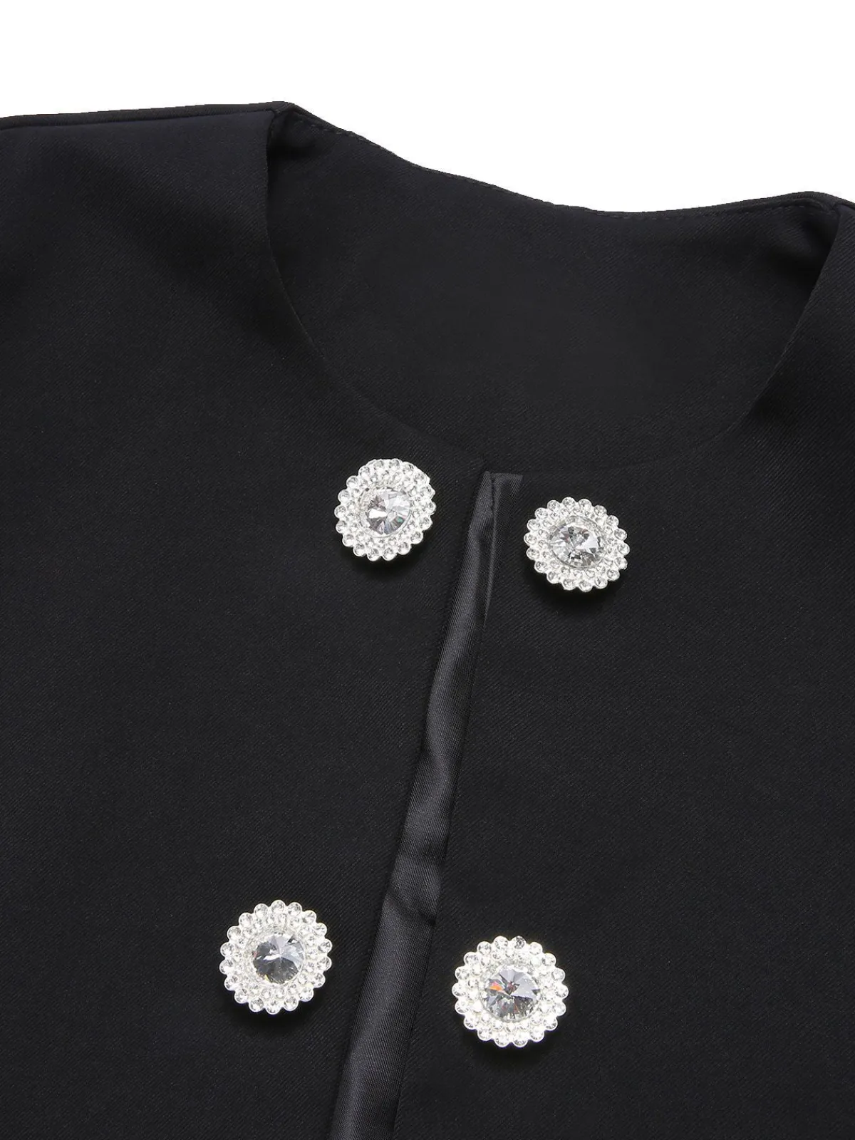New Retro Stage 1950s Fragrant Short Button Jacket Black
