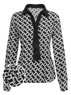 Best Retro Stage 1940s Geometric Patchwork Ribbon Blouse Black