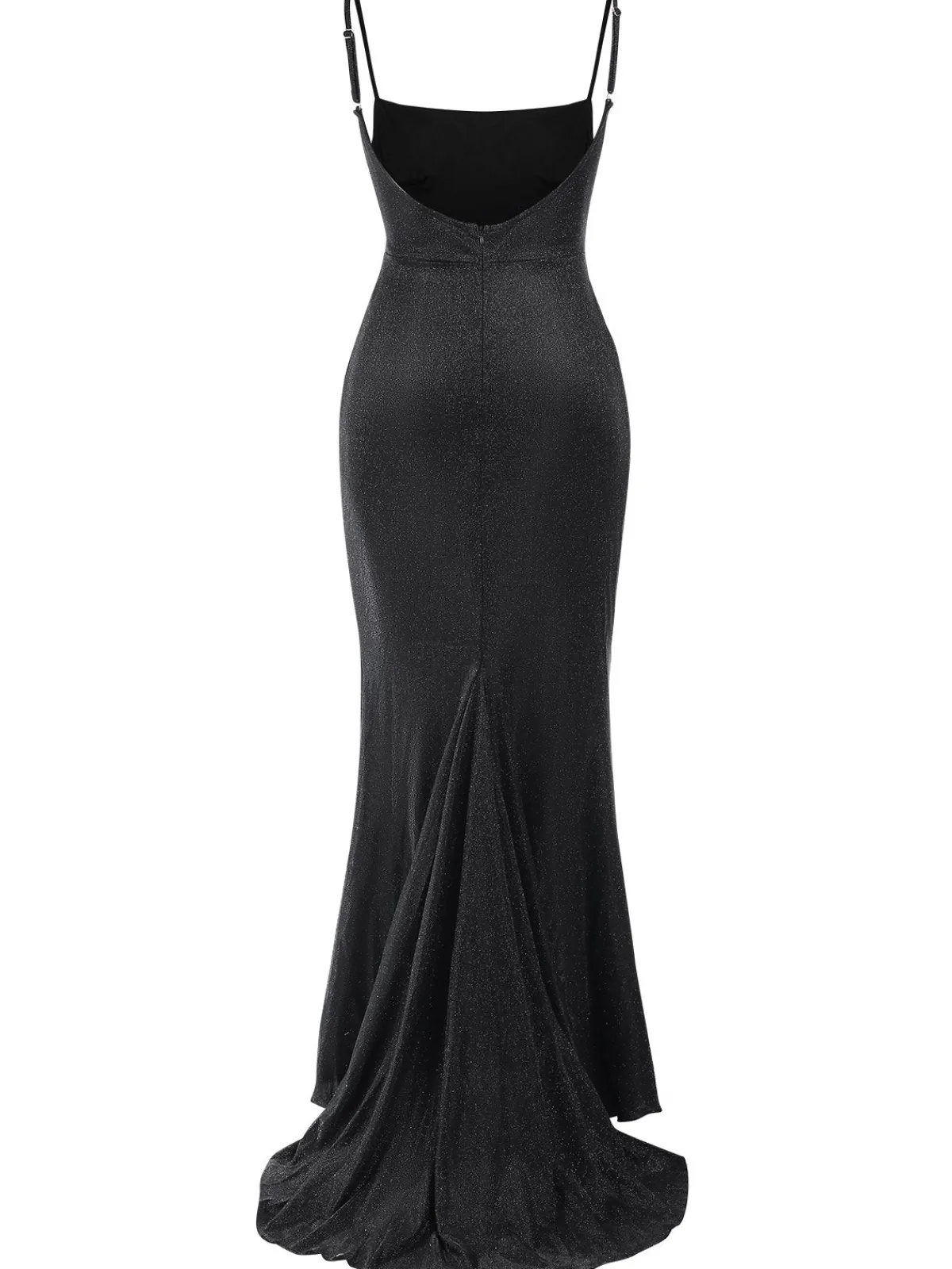 Fashion Retro Stage 1920s Glitter Floor-Length Straps Dress Black