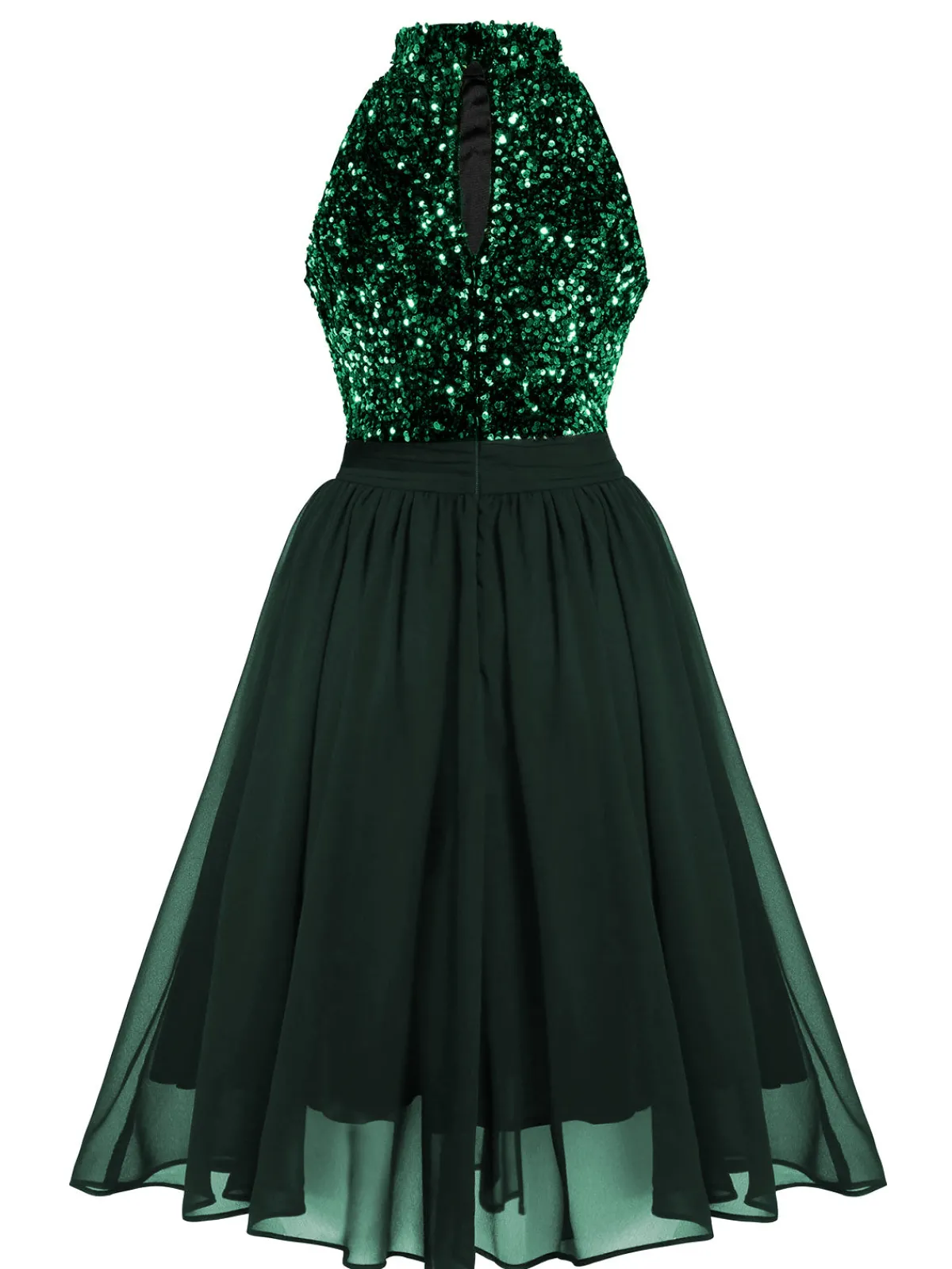 Fashion Retro Stage Black 1950s Gold Glitter Patchwork Dress