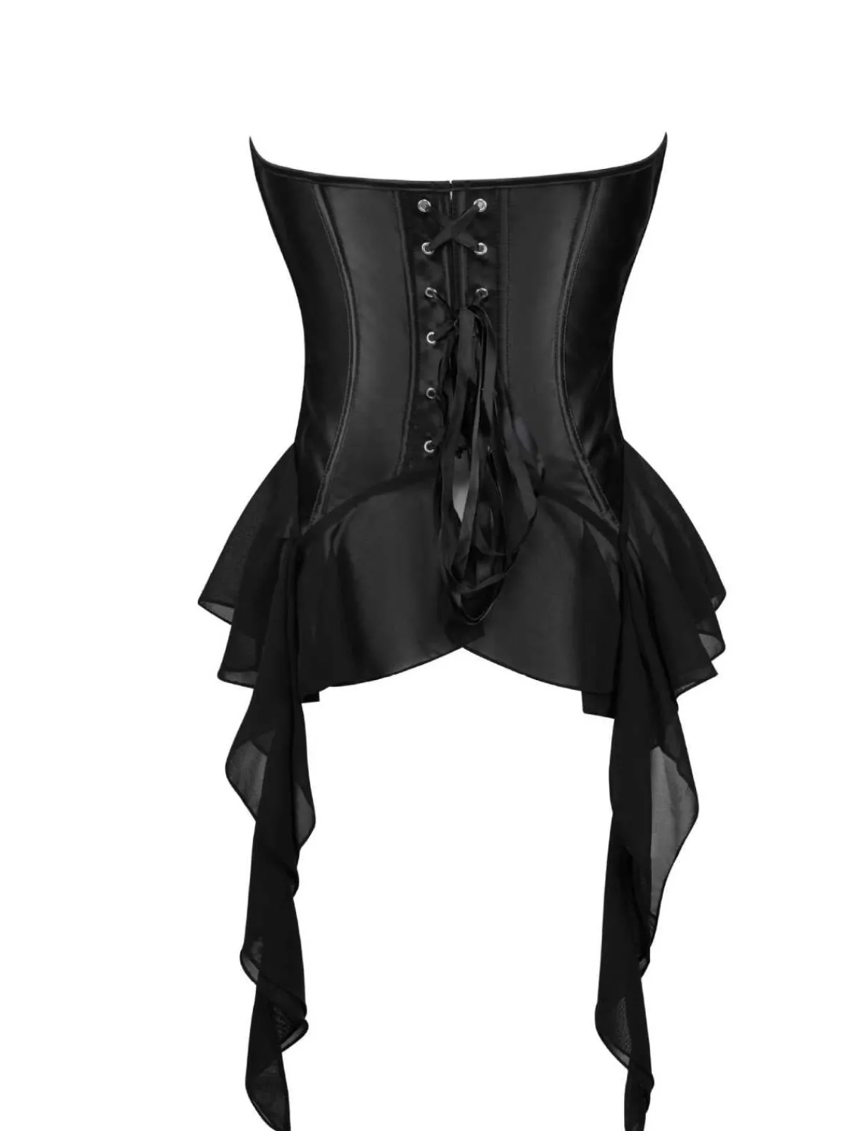 Best Retro Stage 1980s Gothic Strapless Lace Corset Top Black