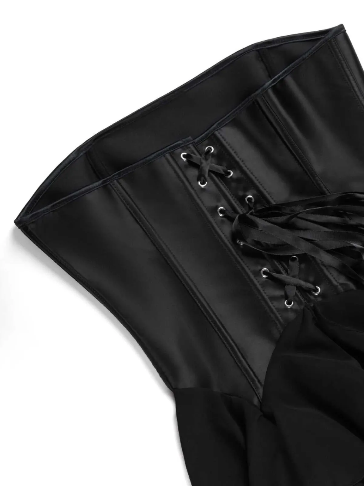 Best Retro Stage 1980s Gothic Strapless Lace Corset Top Black