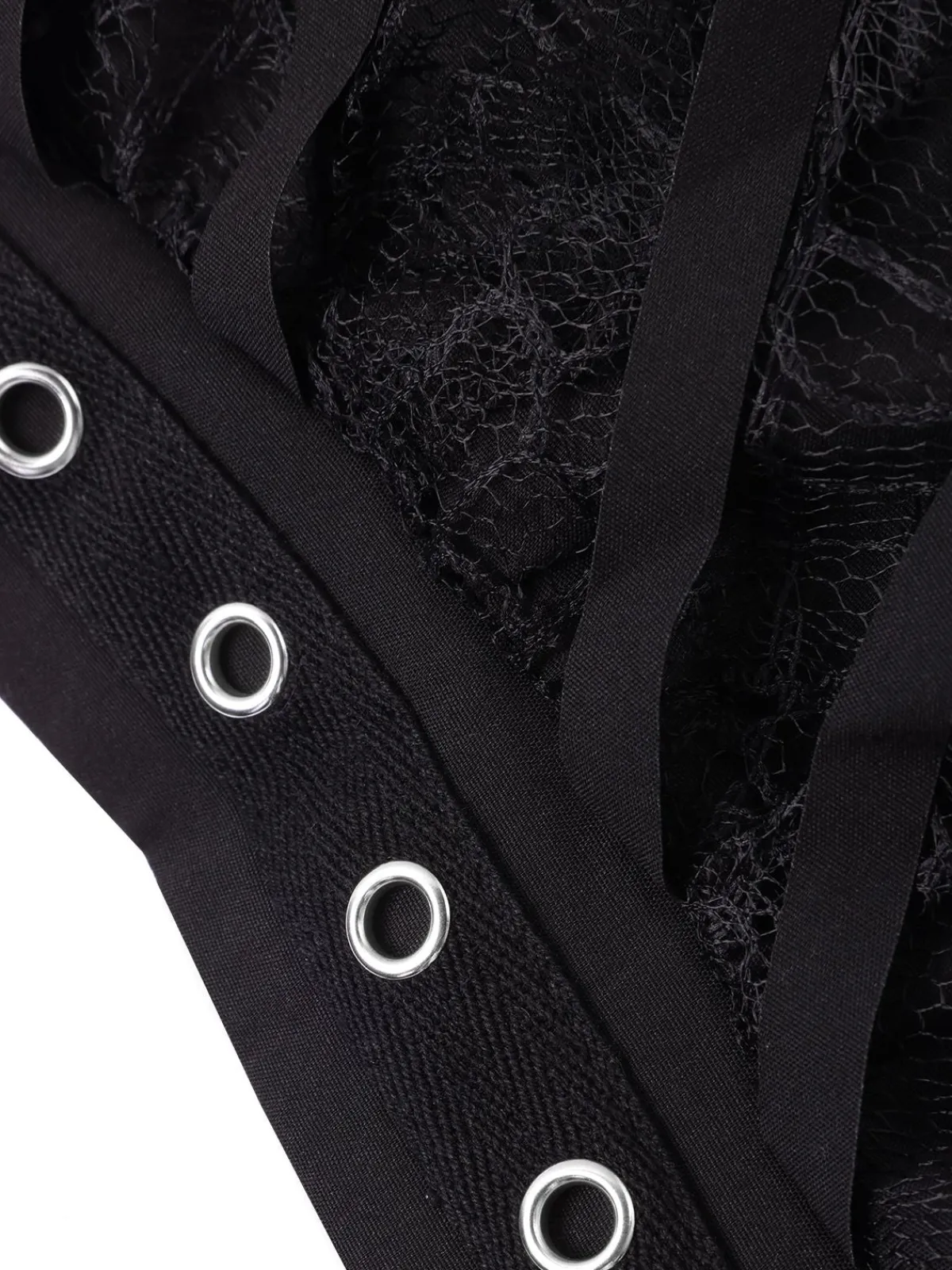 Online Retro Stage 1960s Grommet Halloween Spider Web Lace Skirt Black