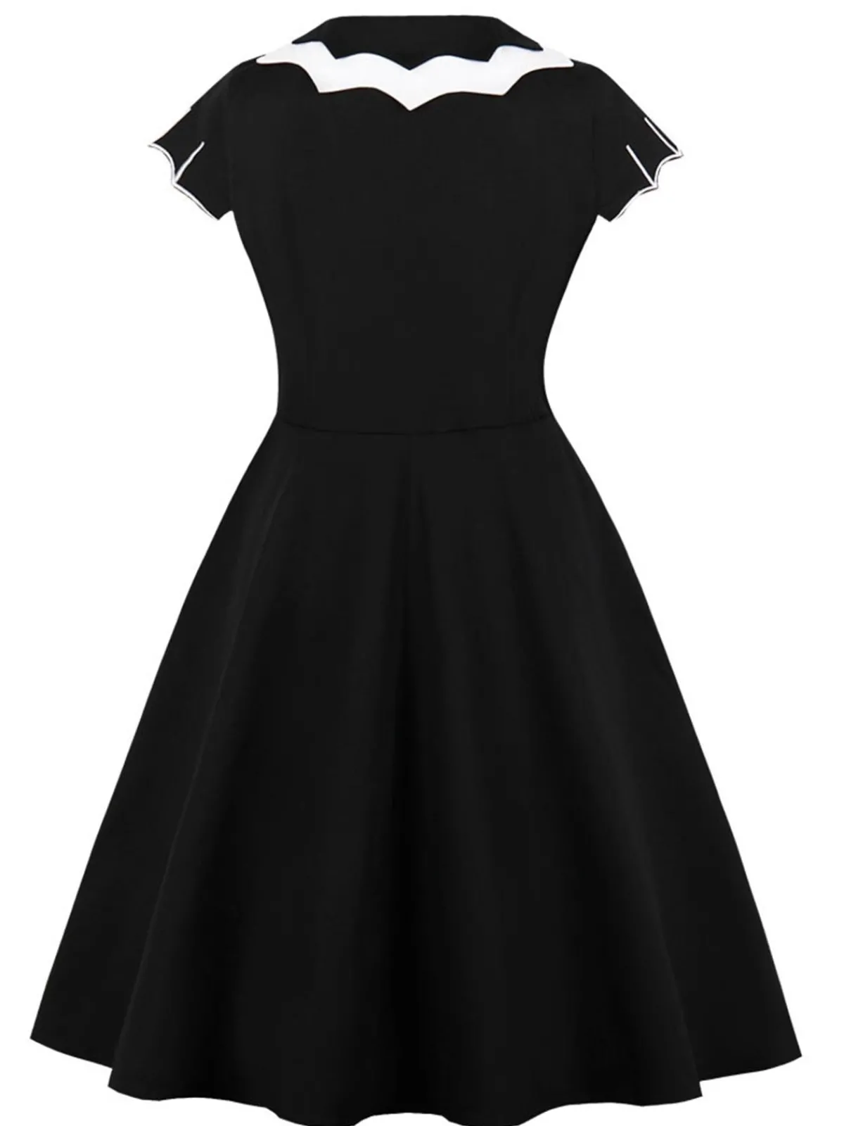 Fashion Retro Stage 1950s Halloween Bat Collar Embroidered Dress Black