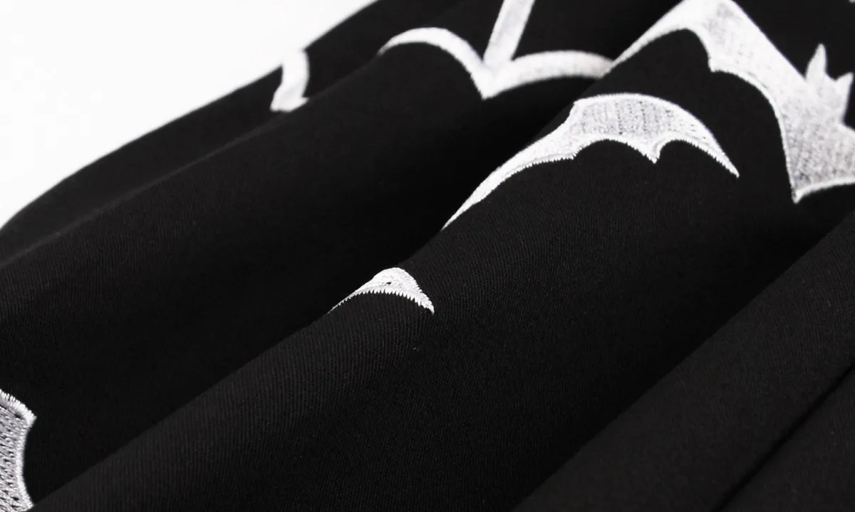 Fashion Retro Stage 1950s Halloween Bat Collar Embroidered Dress Black
