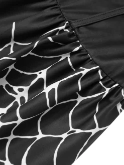 Best Retro Stage 1950s Halloween Bat Mesh Sleeved Dress Black