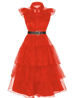 Hot Retro Stage Black 1950s Halloween Lace Belt Dress