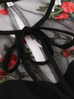 Hot Retro Stage 1950s Halloween Lace Swing Dress Black