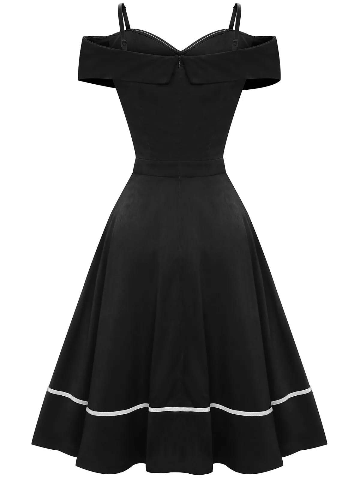 Clearance Retro Stage 1950s Halloween Off-Shoulder Spider Web Dress Black