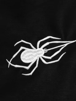 Clearance Retro Stage 1950s Halloween Off-Shoulder Spider Web Dress Black
