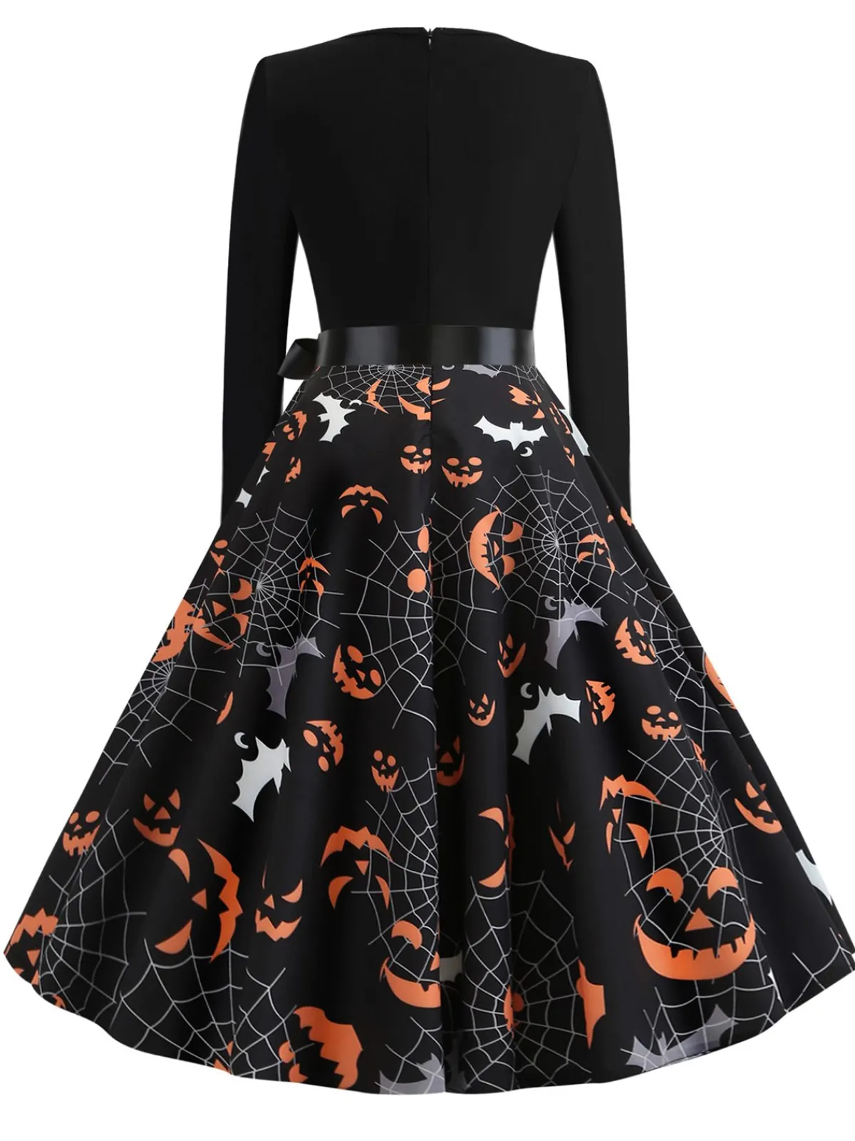 Sale Retro Stage 1950s Halloween Petal Collar Dress Black