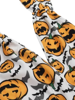 Hot Retro Stage 1950s Halloween Pumpkin Halter Romper Black
