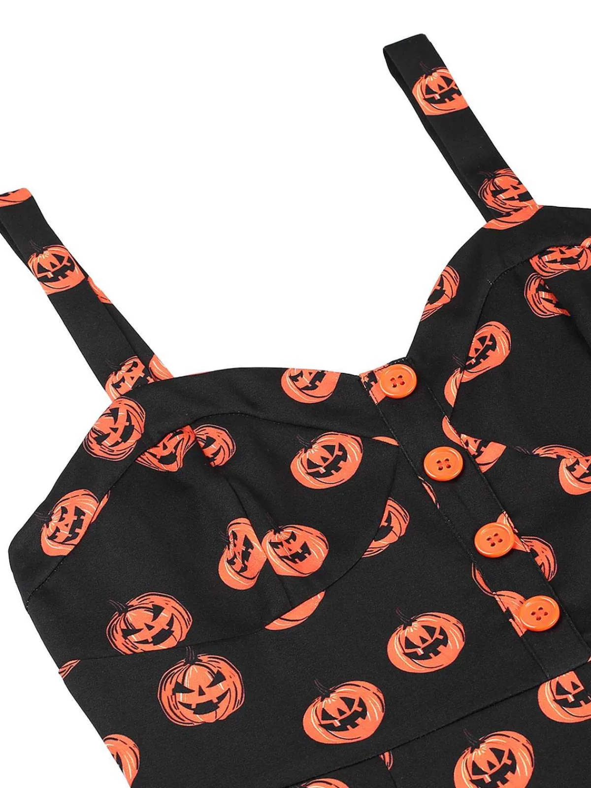Discount Retro Stage 1950s Halloween Pumpkin Face Romper Black