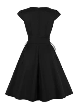 Clearance Retro Stage 1950s Halloween Solid Spider Web Dress Black