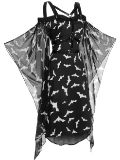 Outlet Retro Stage 1950s Halloween Spaghetti Strap Bat Dress Black