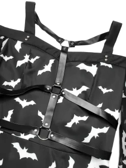 Outlet Retro Stage 1950s Halloween Spaghetti Strap Bat Dress Black