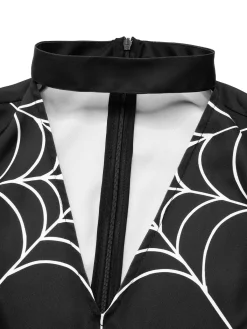 Clearance Retro Stage 1960s Halloween Spider Net Bell Pencil Dress Black
