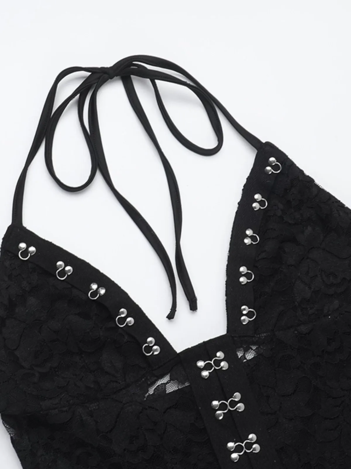 Clearance Retro Stage 1930s Halter Lace Bell-Bottom Jumpsuit Black