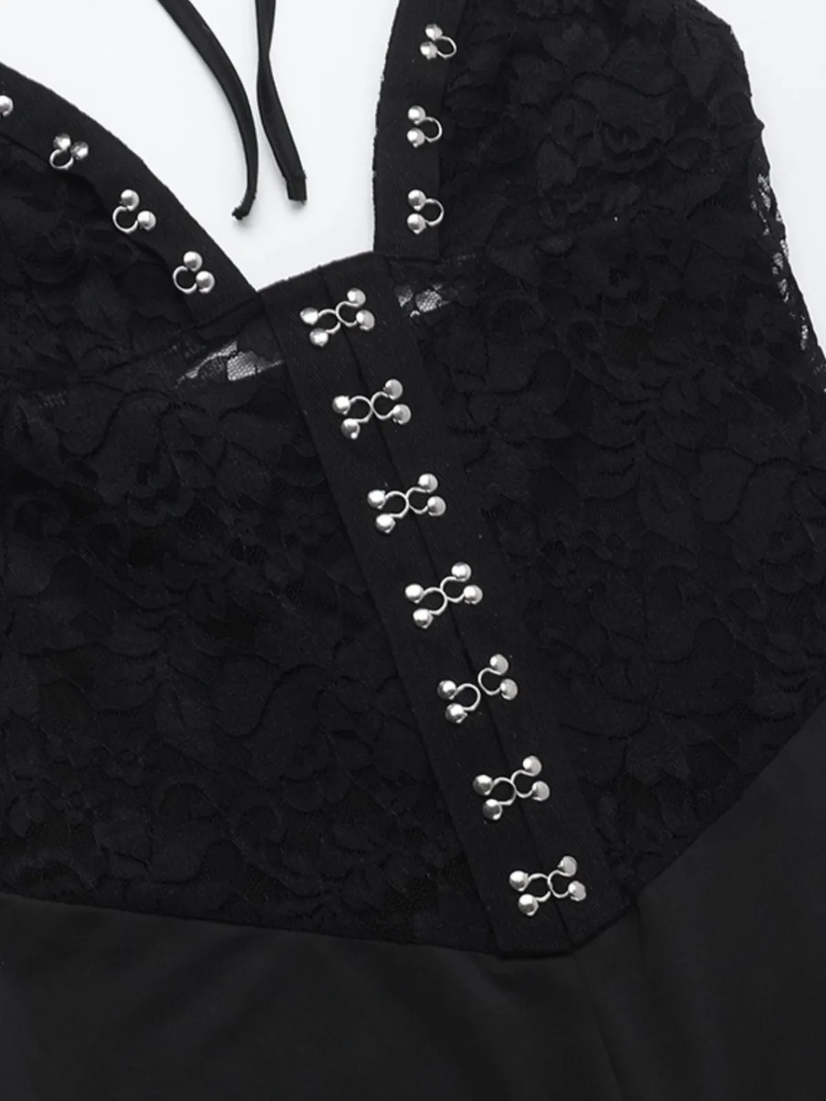 Clearance Retro Stage 1930s Halter Lace Bell-Bottom Jumpsuit Black