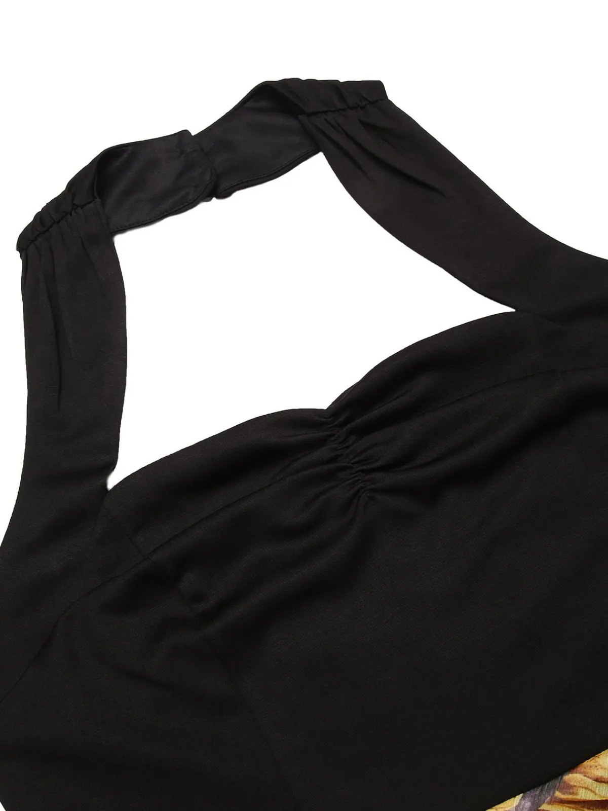 Outlet Retro Stage Black 1960s Halter Sunflower Pencil Dress Yellow