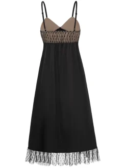 Sale Retro Stage 1950s Heart Dots Mesh Bow Nightgown Black