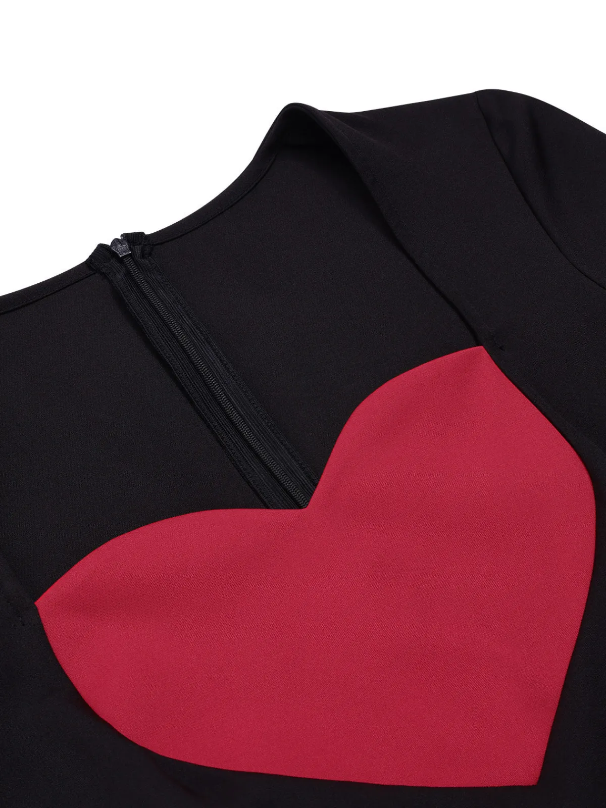 Sale Retro Stage 1960s Heart Neck Button Slit Dress Black