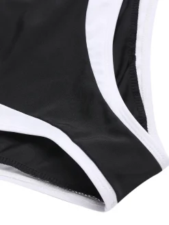 Best Retro Stage 1940s Hepburn Silhouette Floral Bikini Set Black