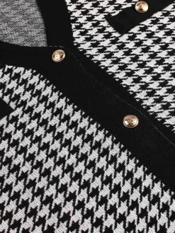 Outlet Retro Stage 1950s Houndstooth Checkerboard Coat Black