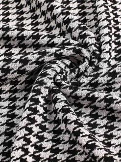 Outlet Retro Stage 1950s Houndstooth Checkerboard Coat Black
