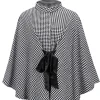 New Retro Stage Black 1950s Houndstooth Lace-Up Cloak Coat