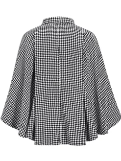 New Retro Stage Black 1950s Houndstooth Lace-Up Cloak Coat