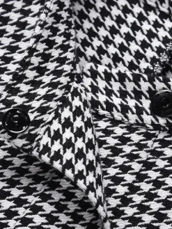 New Retro Stage Black 1950s Houndstooth Lace-Up Cloak Coat