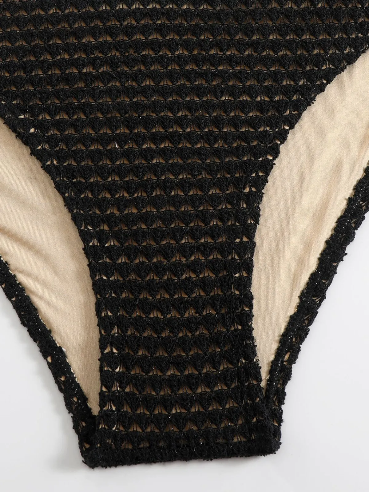 Discount Retro Stage 1960s Knitted Beaded Bikini Set Black