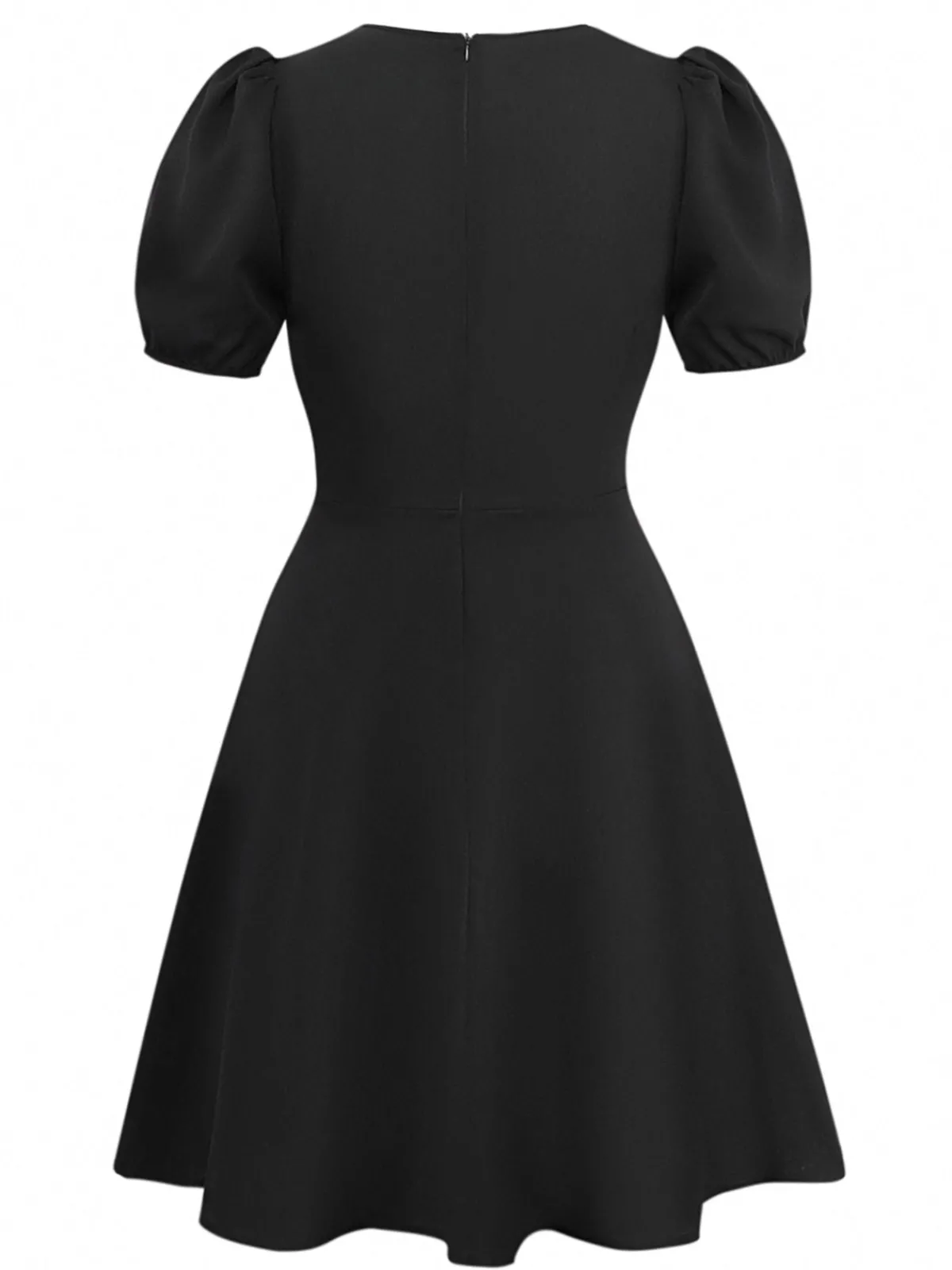 Hot Retro Stage 1960s Lace Collar Puff Sleeve Dress Black