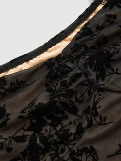 Fashion Retro Stage 1950s Lace Floral Bishop Sleeves Dress Black